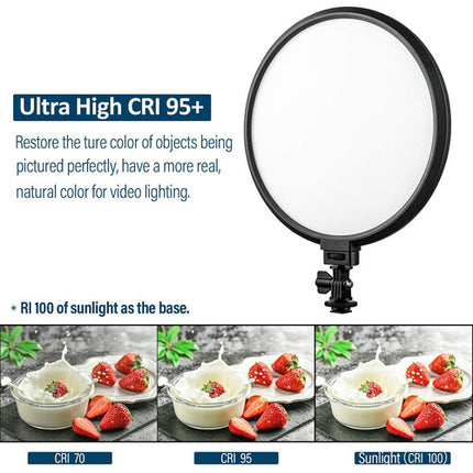 Viltrox VL-500T Luz LED Redonda Bicolor 3300-5600K 2000 Lúmenes Pantalla LCD Adaptador Ajustable