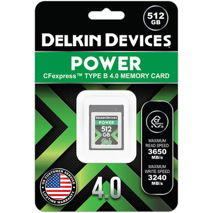 Delkin Devices POWER 4.0 CFexpress Tipo B Tarjeta de Memoria 512GB 3650MB/s Estuche