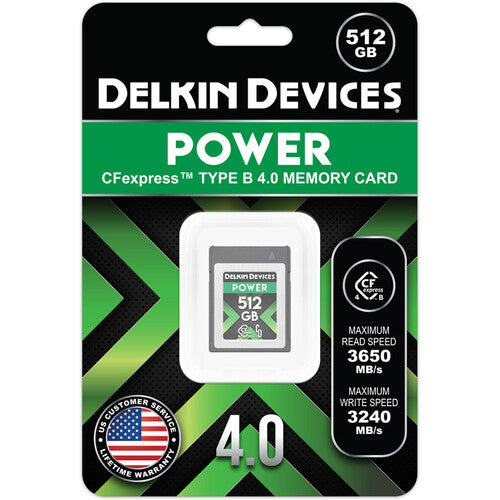 Delkin Devices POWER 4.0 CFexpress Tipo B Tarjeta de Memoria 512GB 3650MB/s Estuche