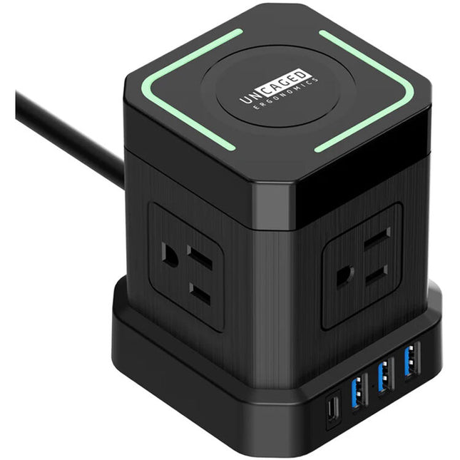 Uncaged Ergonomics Cube Regulador de Voltaje con Carga Inalámbrica 15W y 9 Salidas