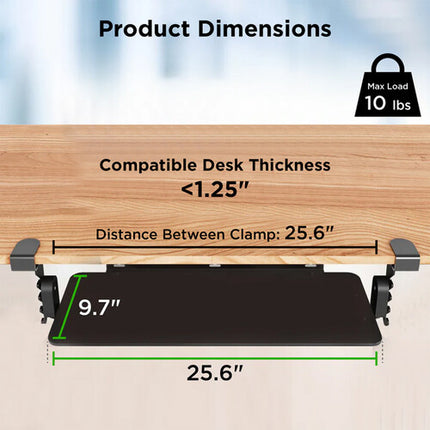 Uncaged Ergonomics KT4 Bandeja de Teclado Bajo Escritorio Ajustable 15° 6.6" Altura