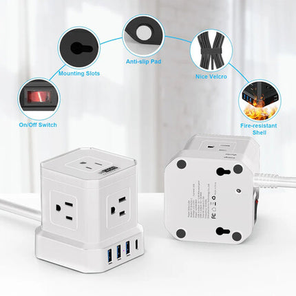 Uncaged Ergonomics Cube Regleta Protectora 9 Salidas 320 Julios Blanca