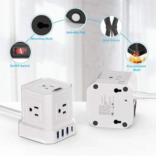 Uncaged Ergonomics Cube Regleta Protectora 9 Salidas 320 Julios Blanca