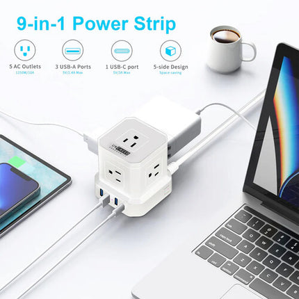 Uncaged Ergonomics Cube Regleta Protectora 9 Salidas 320 Julios Blanca