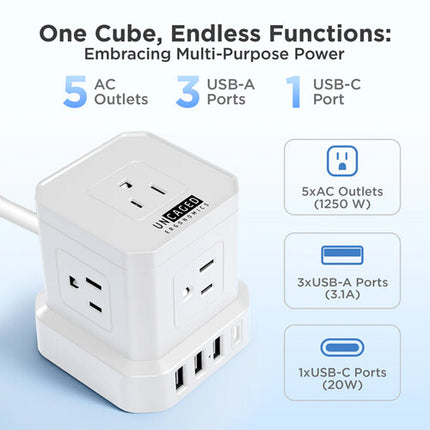 Uncaged Ergonomics Cube Regleta Protectora 9 Salidas 320 Julios Blanca