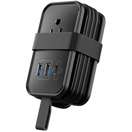 Uncaged Ergonomics Regleta de Viaje 6 en 1 3 Enchufes 3 USB Total 26 2W Negra