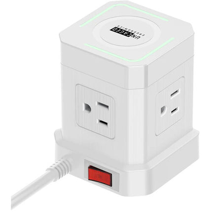 Uncaged Ergonomics Cube Protector de sobretensión con carga inalámbrica 15W y 9 salidas
