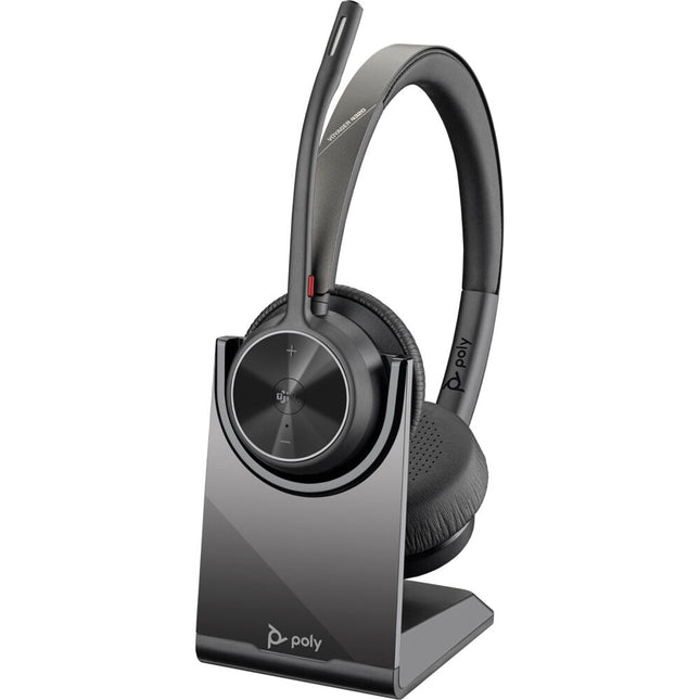Auriculares estéreo Bluetooth Poly Voyager 4320 USB-C 24 horas talk time con base de carga