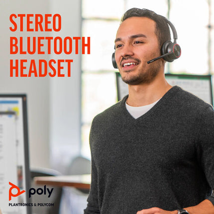 Auriculares estéreo Bluetooth Poly Voyager 4320 USB-C 24 horas talk time con base de carga