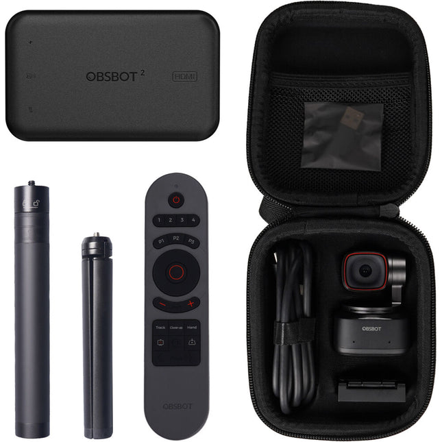 OBSBOT Tiny 2 Webcam PTZ 4K 4x Zoom Control Remoto Tripode Extensible
