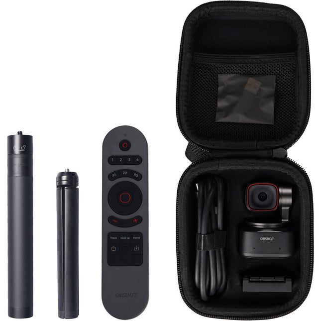 OBSBOT Tiny 2 Webcam PTZ 4K con Zoom 4x Control Remoto y Trípode