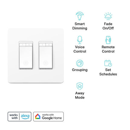 TP-Link HS220-2 Kasa Interruptor Inteligente Wi-Fi y Regulador Luz 2.4 GHz Blanco