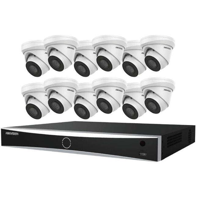 Hikvision EKI-K164T812A NVR 16 canales 12MP con 4TB HDD y kit 12 cámaras turret 8MP