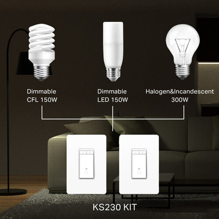TP-Link KS230 V2 Regulador de Luz Wi-Fi Kit de Interruptores 3-Vías 2-Pack