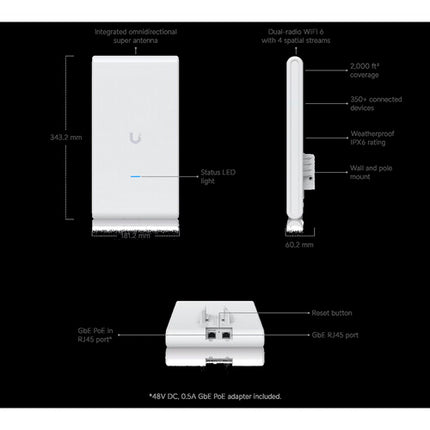 Ubiquiti UniFi U6 Mesh Pro Punto de Acceso Wi-Fi 6 Dual Band 2973 Mb/s Cubierta 2000 m²