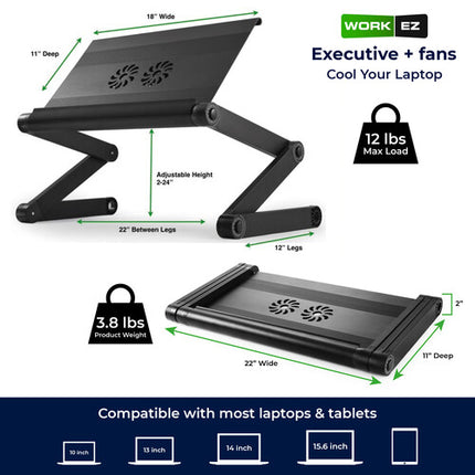 Uncaged Ergonomics WorkEZ Soporte Ajustable para Portátil con 3 USB y 22" de Extensión