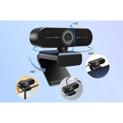 EMEET SmartCam C60E Webcam 4K UHD 90 fps Ángulo 73° con Cubierta Privacy