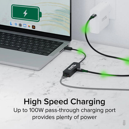 Plugable Adaptador Ethernet 2.5 Gigabit a USB-C con carga 100W