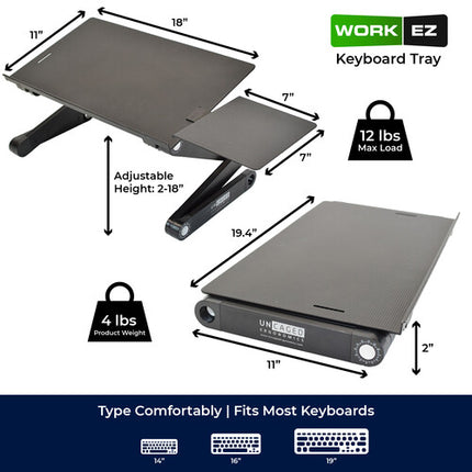 Uncaged Ergonomics WorkEZ Soporte para teclado 18 pulgadas ajustable negro