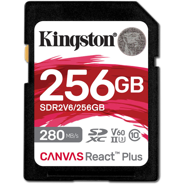 Kingston 256GB Canvas React Plus Tarjeta de Memoria SDXC UHS-II 280 MB/s Lectura 150 MB/s Escritura