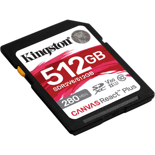 Kingston 512GB Canvas React Plus Tarjeta de Memoria SDXC UHS-II V60 U3 Clase 10