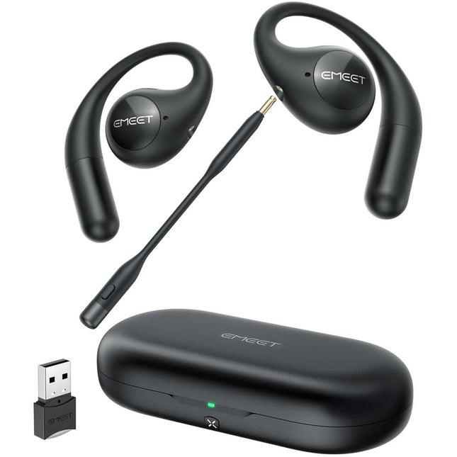 EMEET AirFlow Auriculares Abiertos con Micrófono Desmontable y Estuche de Carga