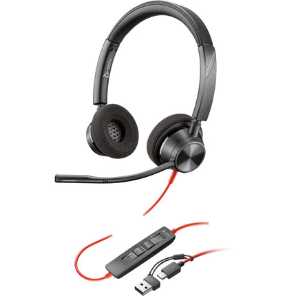 Poly Blackwire 3320 Auriculares con micrófono omnidireccional USB-C y adaptador USB-A