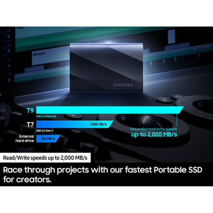 Samsung 2TB T9 SSD portátil Negro USB-C 3.2 Gen 2x2 2000 MB/s