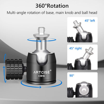 ARTCISE CB16 Mini Rótula con Adaptador de Zapata Capacidad 2 kg