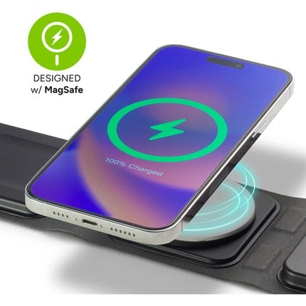 mophie 3-In-1 Folding MagSafe Cargador de viaje 30W 3.15" plegable con estuche