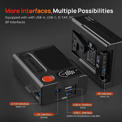 Moman Power 50 Touch Mini Batería V-Mount Litio 50Wh OLED USB-C