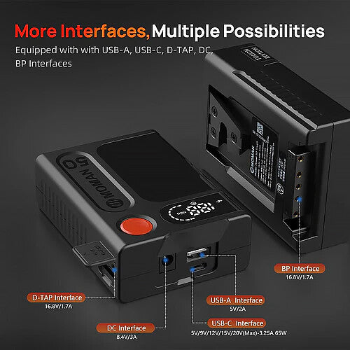 Moman Power 50 Touch Mini Batería V-Mount Litio 50Wh OLED USB-C