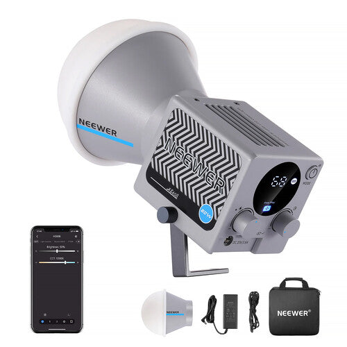 Neewer HS60B Mini Bi-Color LED Monolight 35000 Lux 2700-6500K con Reflector y Difusor