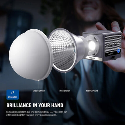 Neewer HS60B Mini Bi-Color LED Monolight 35000 Lux 2700-6500K con Reflector y Difusor