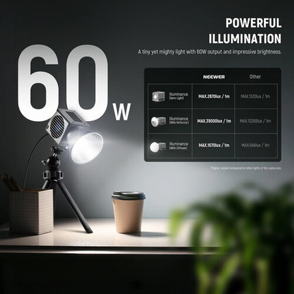 Neewer HS60B Mini Bi-Color LED Monolight 35000 Lux 2700-6500K con Reflector y Difusor