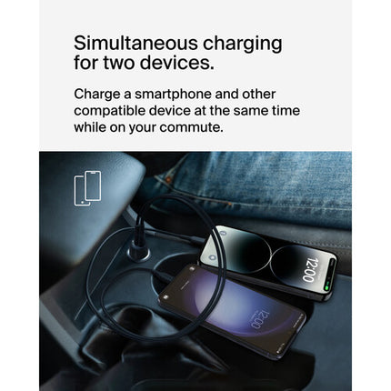 Belkin Cargador de Coche Dual 42W con Cable USB-C a USB-C y Puerto USB-A