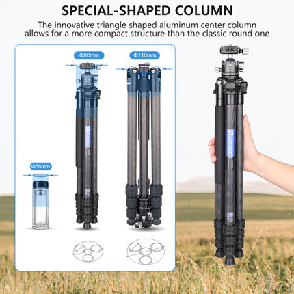 ARTCISE NS30C trípode compacto carbono con cabeza esférica NB34 33.1 lb capacidad 65.4 pulg altura máxima