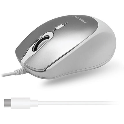 Macally Ratón USB-C con Cable 5 Pies Sensor Óptico 3 Botones Alumínio