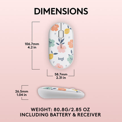 Logitech M340 Ratón Inalámbrico Floral 2.4 GHz 1000 dpi 18 Meses Batería