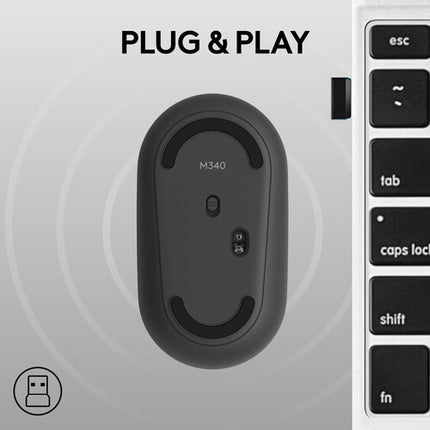 Logitech M340 Ratón Inalámbrico 2.4 GHz 1000 dpi con Nano Receptor