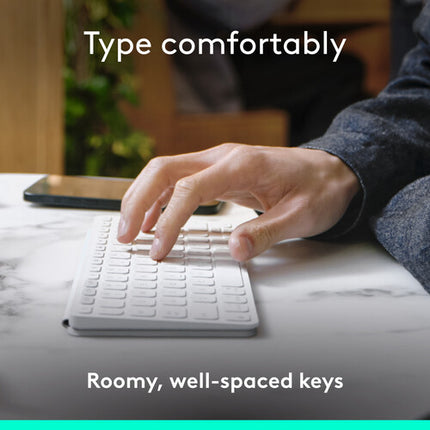 Logitech KEYS-TO-GO 2 Teclado Inalámbrico Bluetooth con Funda Gris Pálido