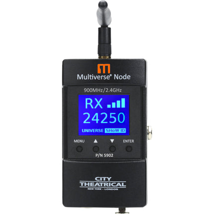 City Theatrical 900 MHz 2.4 GHz Multiverse Node DMX Inalámbrico con LCD y Accesorios