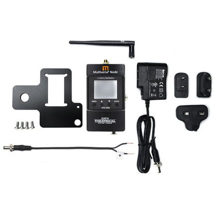 City Theatrical 900 MHz 2.4 GHz Multiverse Node DMX Inalámbrico con LCD y Accesorios