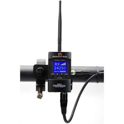 City Theatrical 900 MHz 2.4 GHz Multiverse Node DMX Inalámbrico con LCD y Accesorios