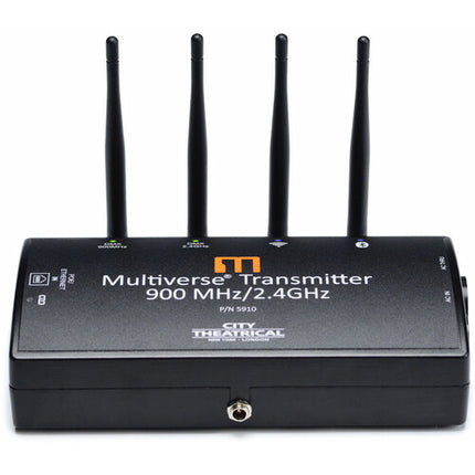 City Theatrical Multiverse Transmisor DMX Wireless 900 MHz 2.4 GHz con Soporte de Montaje
