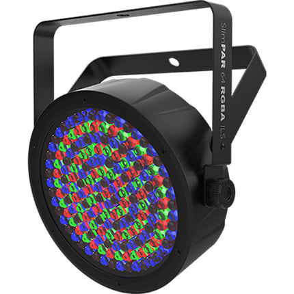 CHAUVET DJ SlimPAR 64 RGBA ILS Luz LED PAR Wash 180 LEDs y 15° haz con cables DMX e IEC