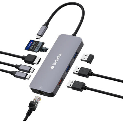 Verbatim CMH-09 Hub USB-C Pro 9 Puertos HDMI 4K 60Hz Power Delivery 85W