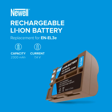 Newell EN-EL3E Batería Recargable USB-C 2300mAh 7.4V para Nikon