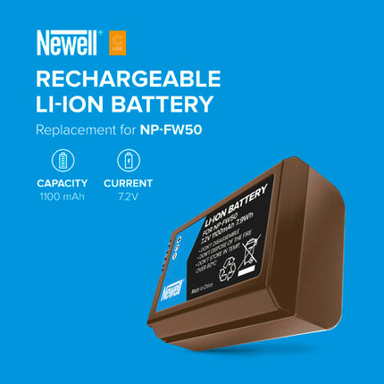 Newell NP-FW50 Batería Recargable USB-C para Cámaras Sony 1100mAh 7.2V