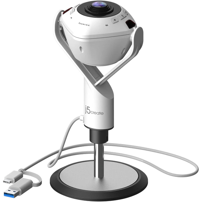 j5create Cámara web 360° AI con altavoz Full HD 1920x1080 30 fps y control remoto